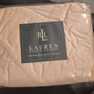 Ralph Lauren Vtg Solid Pink King Deep Fitted Sheet